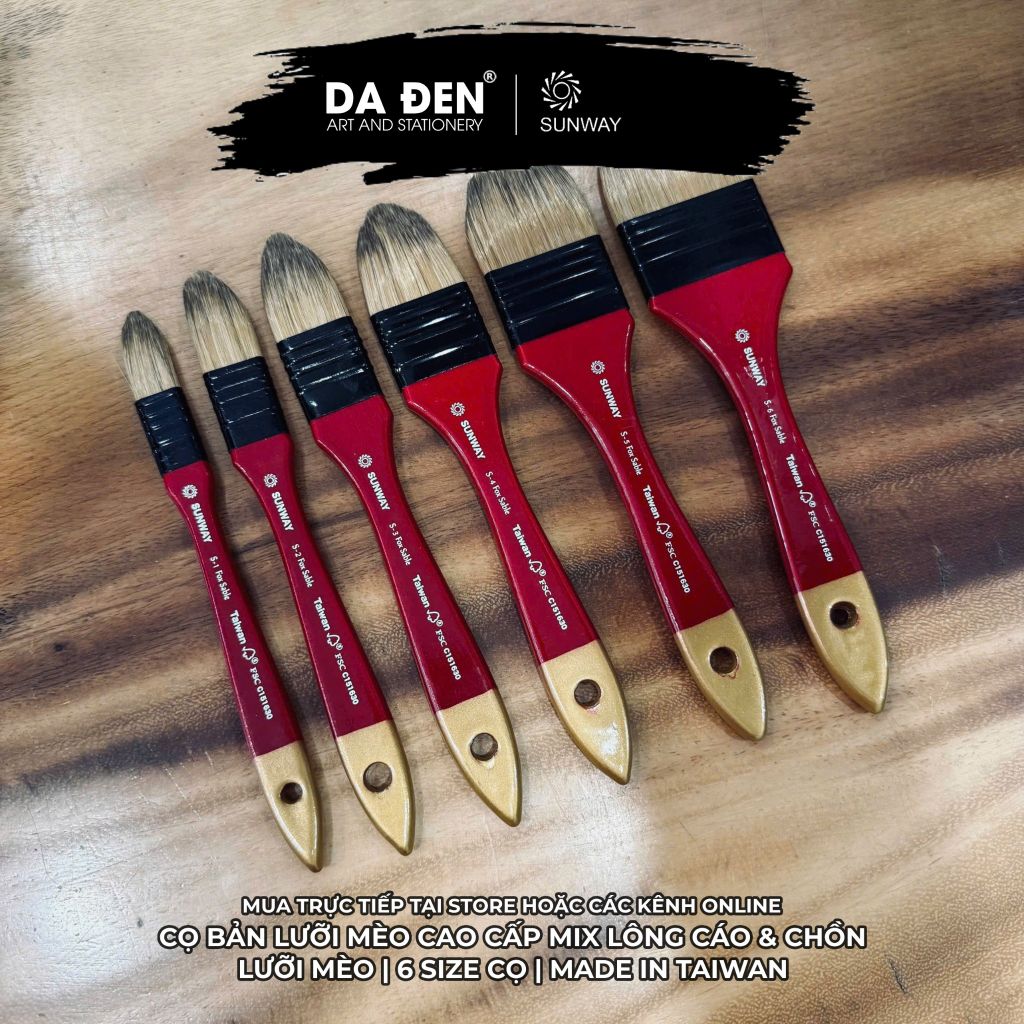 Cọ Bản Sunway Cao Cấp Lưỡi Mèo Mix Lông Cáo & Chồn S Fox Sable