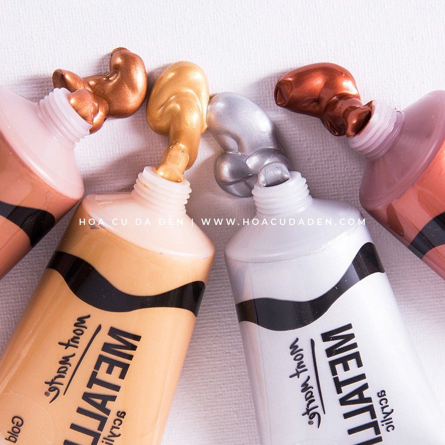[DA ĐEN] Bộ 4 Màu Acrylic Mont Marte Metallic 50ml
