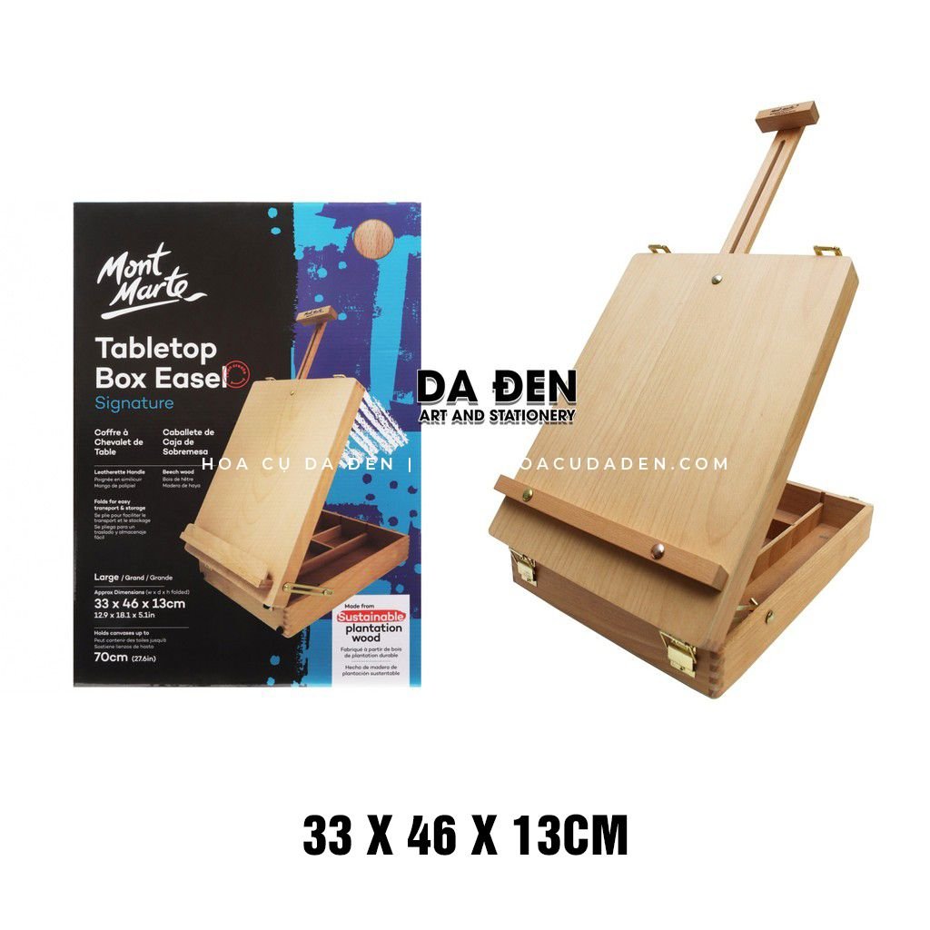 [DA ĐEN] Hộp Đựng Kiêm Giá Vẽ Gỗ Sồi Mont Marte