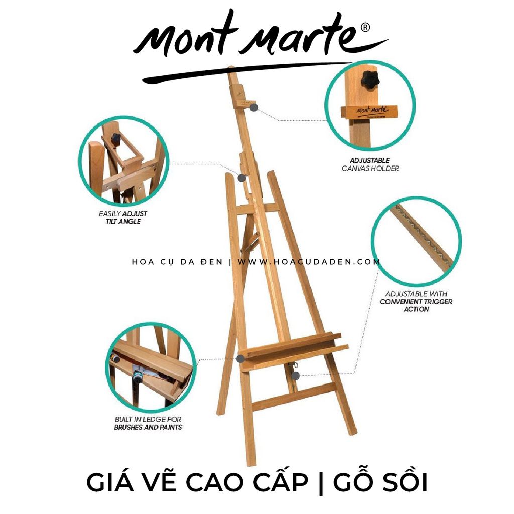 [DA ĐEN] Giá Vẽ Mont Marte MEA0004C Gỗ Sồi Cao Cấp