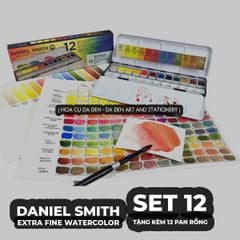 [DA ĐEN] Daniel Smith - Set 12 Màu Nước Nén tặng kèm 12 half pans