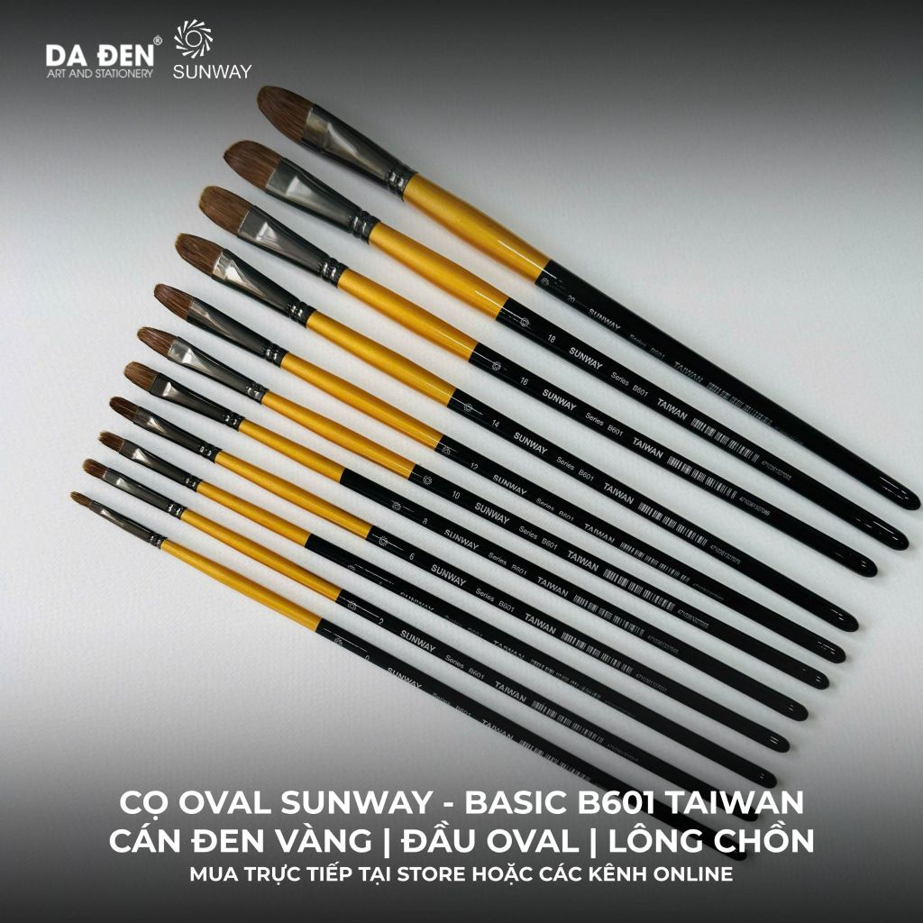 [DA ĐEN] Cọ Oval Sunway Basic B601 Taiwan Lông Chồn