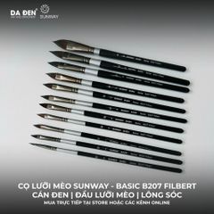 [DA ĐEN] Cọ Lưỡi Mèo Sunway - Basic B207 Filbert Lông Sóc