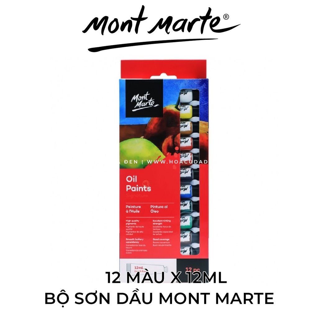 [DA ĐEN] Bộ Sơn Dầu Mont Marte 12 Màu x 12ml