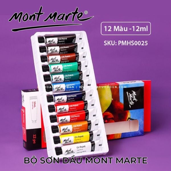 [DA ĐEN] Bộ Sơn Dầu Mont Marte 12 Màu x 12ml
