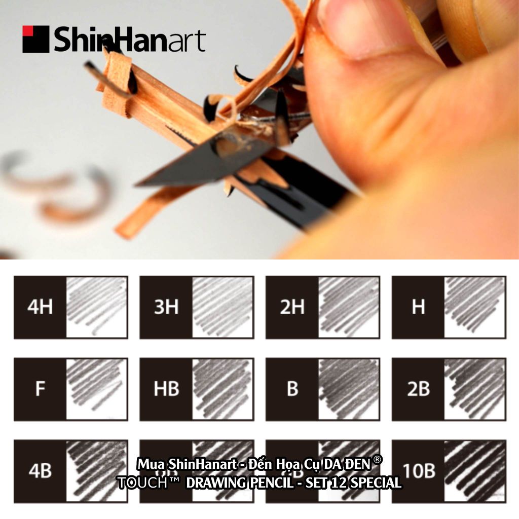[DA ĐEN] Set 12 Bút Chì Phác Thảo Cao Cấp của Touch Shinhan