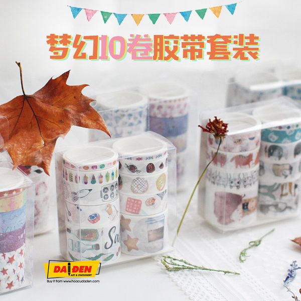 Washi Tape Bộ 10 Cuộn Phong Cách