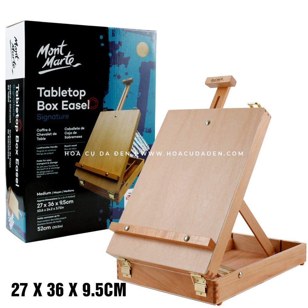 [DA ĐEN] Hộp Đựng Kiêm Giá Vẽ Gỗ Sồi Mont Marte