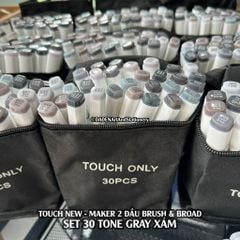 [DA ĐEN] Set 30 Màu Tone Xám - Bút Marker Touch New Đầu Brush Cọ