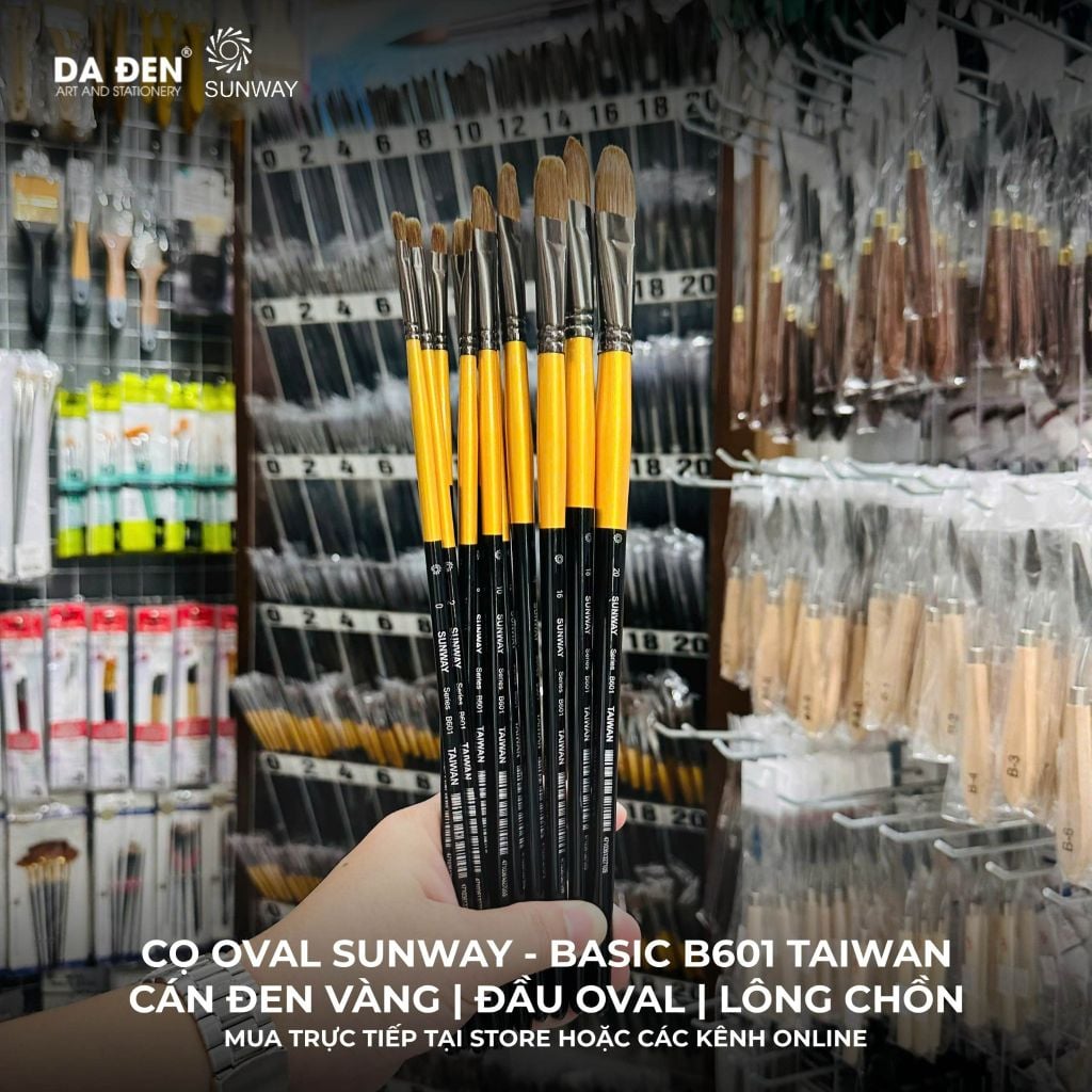 [DA ĐEN] Cọ Oval Sunway Basic B601 Taiwan Lông Chồn