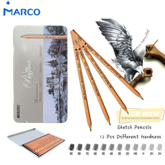 Bộ chì phác thảo MARCO RAFFINE 12 size (3H-9B) hộp thiếc