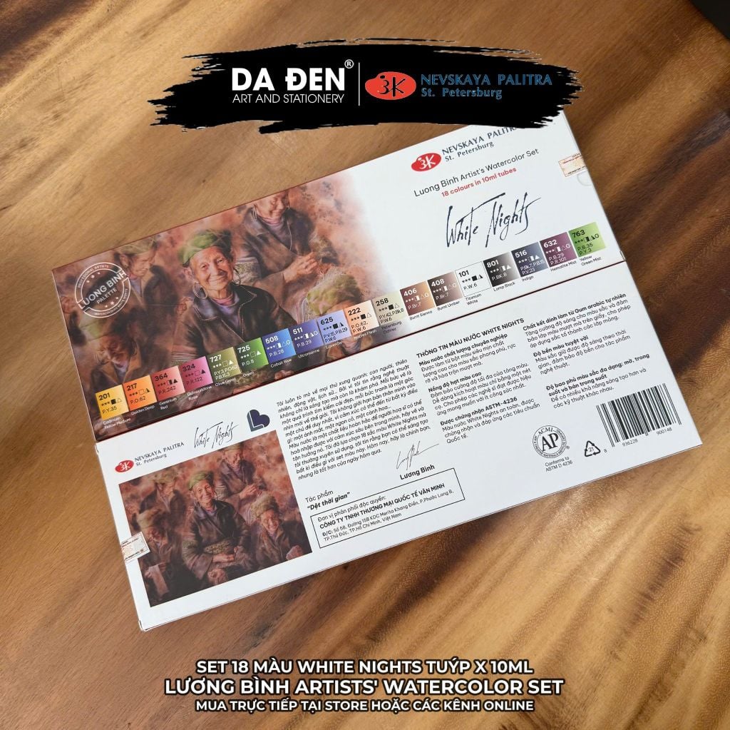 Bộ 18 Màu Nước Tuýp x 10ml hãng White Nights - Phiên Bản Họa Sĩ Lương Bình Sellection