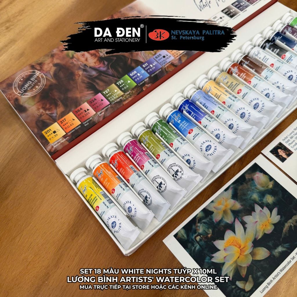 Bộ 18 Màu Nước Tuýp x 10ml hãng White Nights - Phiên Bản Họa Sĩ Lương Bình Sellection