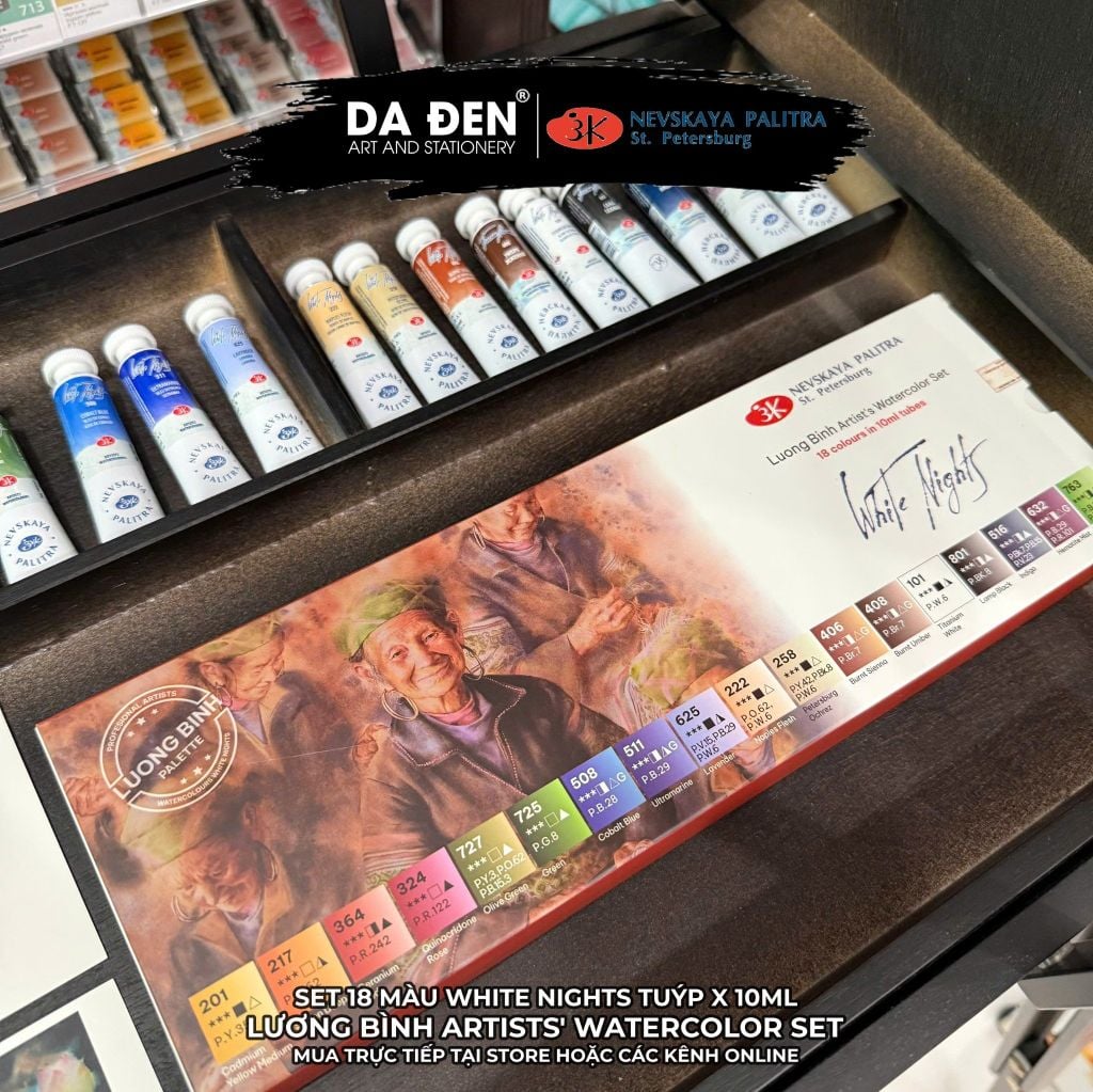 Bộ 18 Màu Nước Tuýp x 10ml hãng White Nights - Phiên Bản Họa Sĩ Lương Bình Sellection