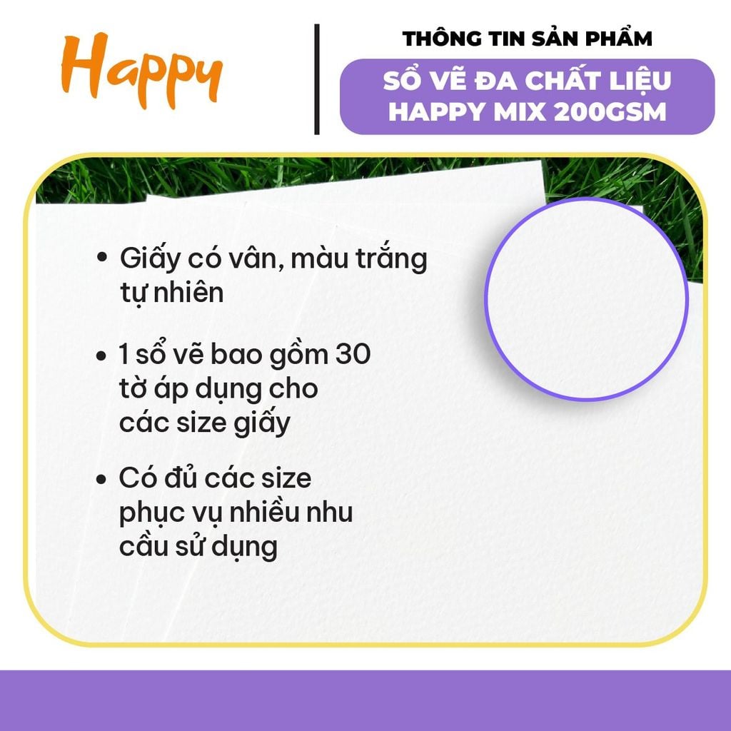 Sổ Vẽ Đa Chất Liệu Happy Multi Purpose 200gsm 30 Tờ