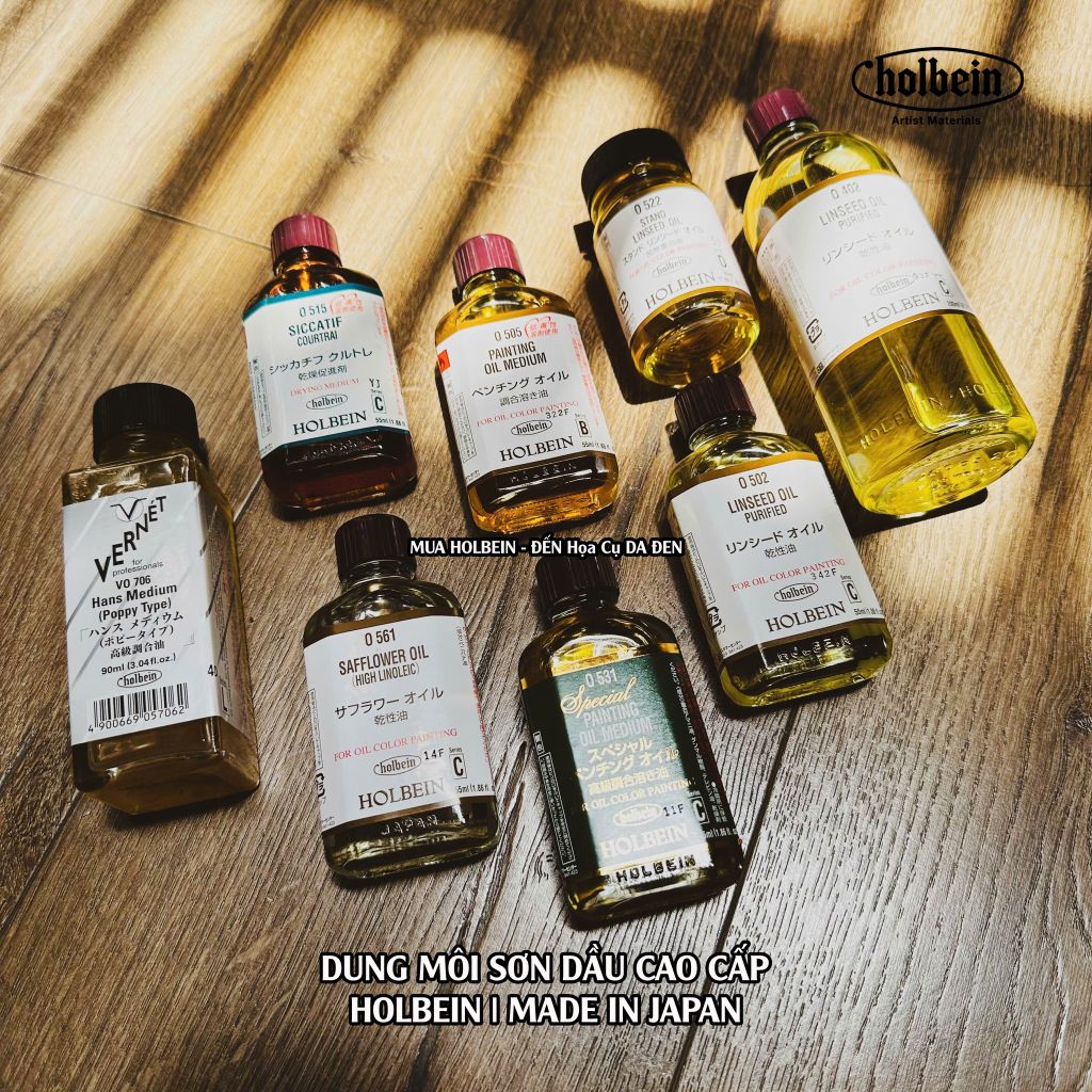[DA ĐEN] Holbein - Dung Môi Sơn Dầu, Dầu cây Rum Safflower Oil 55ml