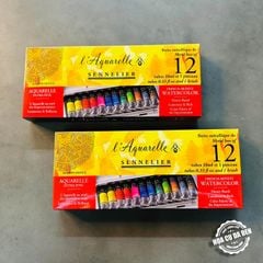 [DA ĐEN] Set 12 Màu Nước Tuýp Hộp Thiết L'Aquarelle Sennelier Cao Cấp
