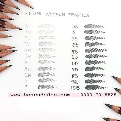 Bút Chì Phác Thảo HI UNI (10H-10B) Best Quality (Có Sẳn 22 Độ Đậm)