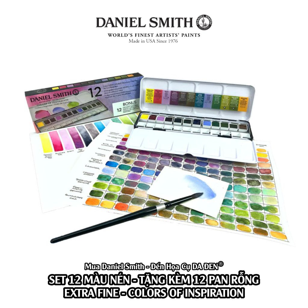[DA ĐEN] Daniel Smith - Set 12 Màu Nước Nén Mới Colors Of Inspiration