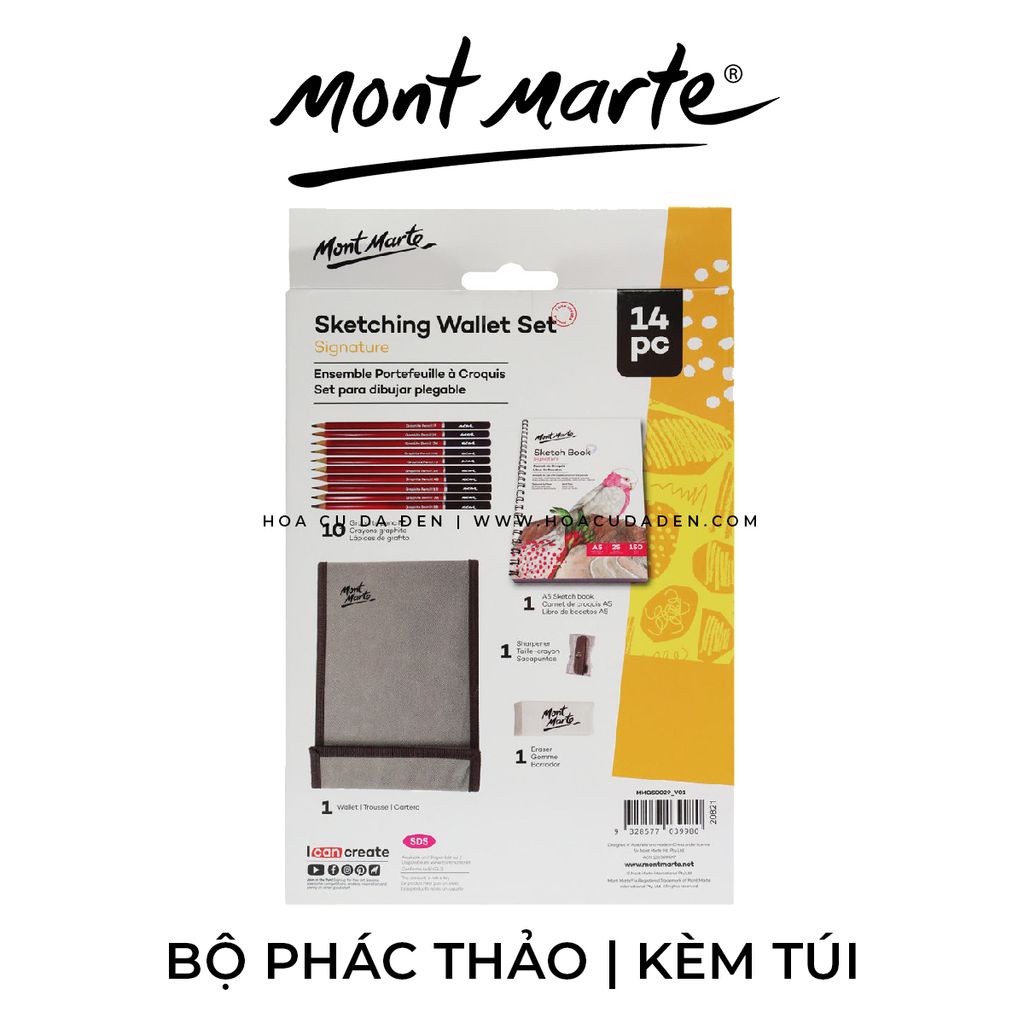 [DA ĐEN] Bộ Phác Thảo Kí Hoạ Mont Marte Kèm Túi