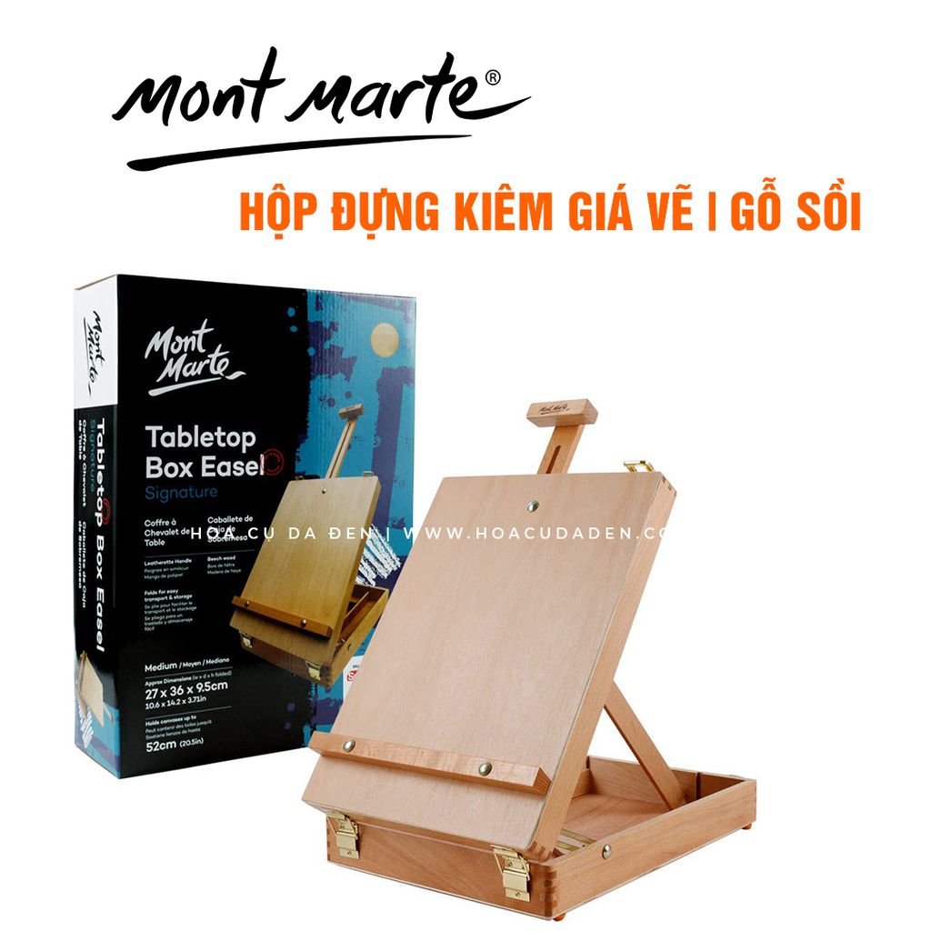 [DA ĐEN] Hộp Đựng Kiêm Giá Vẽ Gỗ Sồi Mont Marte