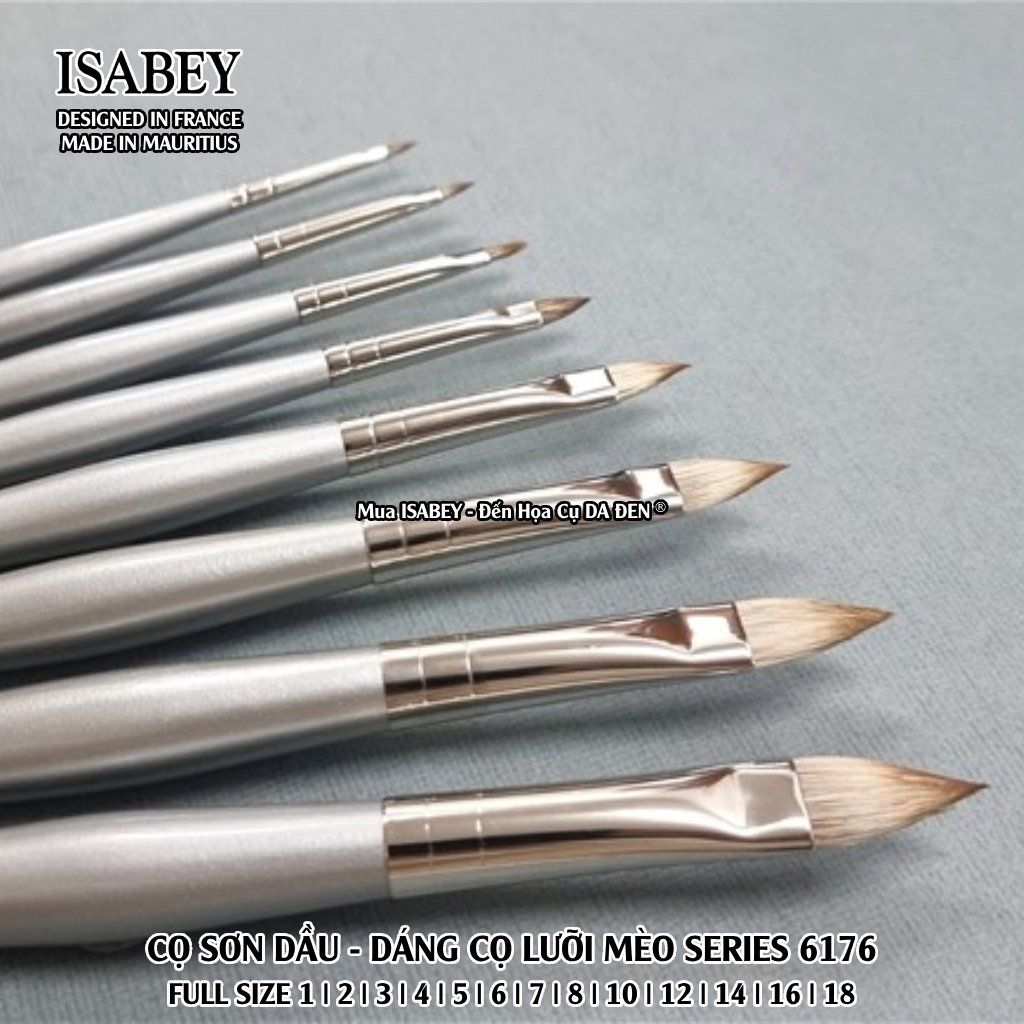 [DA ĐEN] Cọ Sơn Dầu Cao Cấp Lông Chồn Siberian - Dáng Cọ Lưỡi Mèo Series 6176 của Isabey