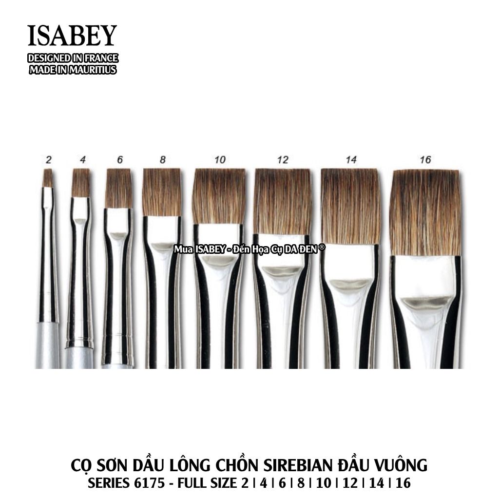 [DA ĐEN] Cọ Isabey Sơn Dầu Đầu Vuông Cao Cấp Lông Chồn Siberian - Series 6175
