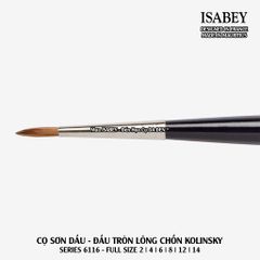 [DA ĐEN] Cọ Sơn Dầu Cao Cấp Lông Chồn Kolinsky Đầu Tròn Series 6116 của Isabey