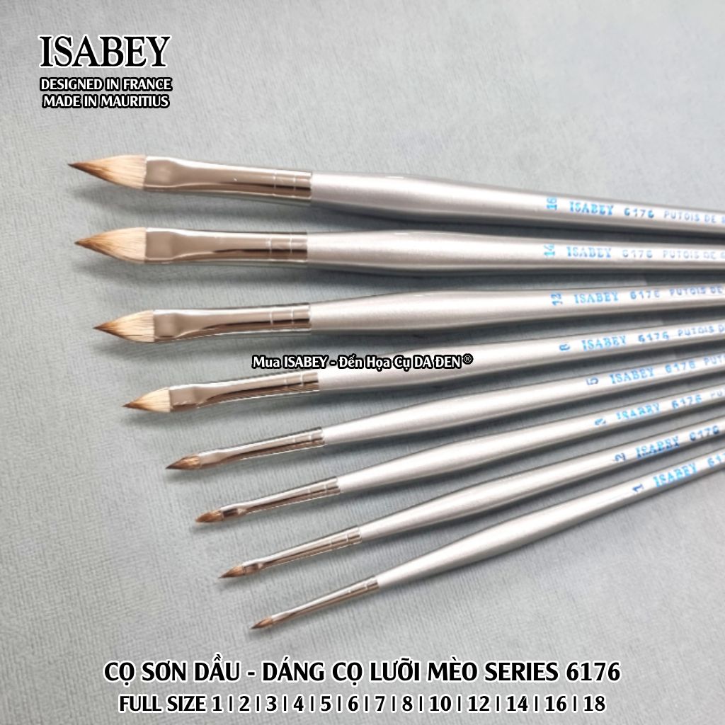 [DA ĐEN] Cọ Sơn Dầu Cao Cấp Lông Chồn Siberian - Dáng Cọ Lưỡi Mèo Series 6176 của Isabey