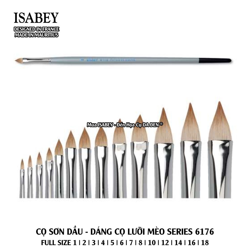 [DA ĐEN] Cọ Sơn Dầu Cao Cấp Lông Chồn Siberian - Dáng Cọ Lưỡi Mèo Series 6176 của Isabey