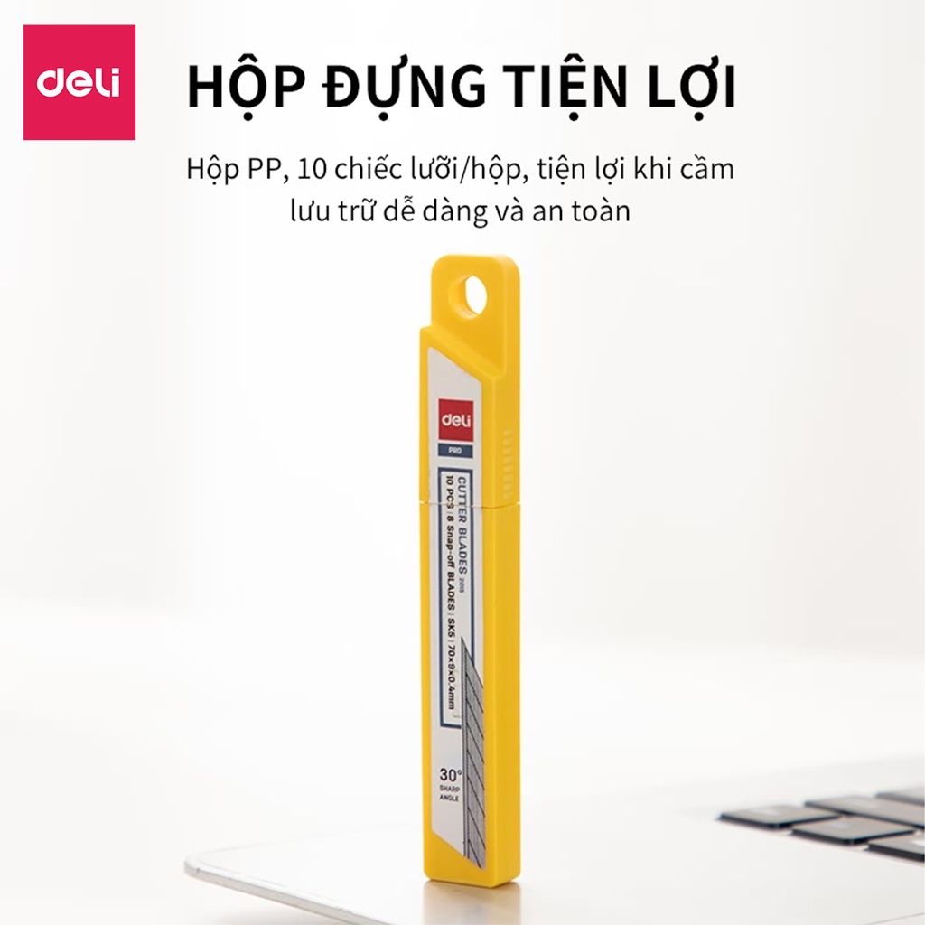Dao Rọc Giấy Gọt Chì Inox DELI 2034 Lưỡi Dao 30 Độ