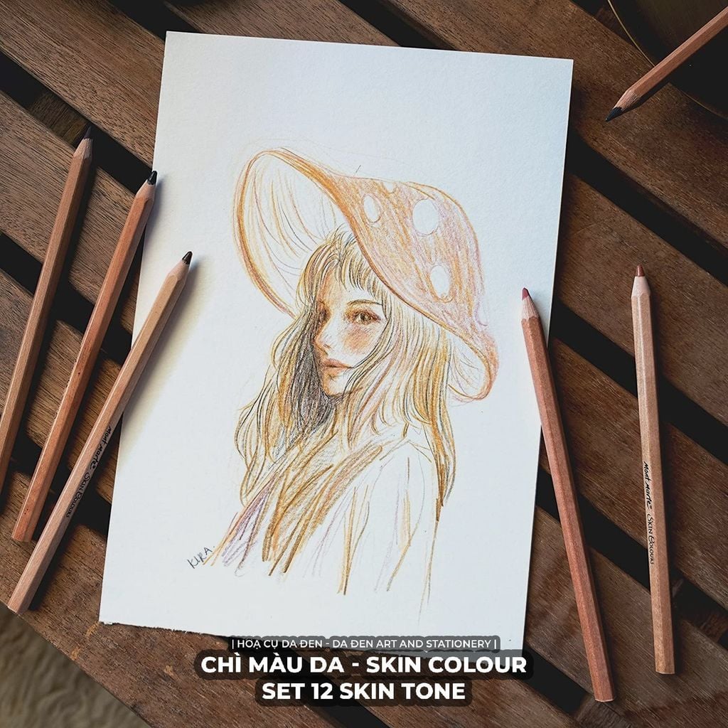 [DA ĐEN] Bút Chì Tone Da Mont Marte - Skin Tone Set 12 Bút Chì