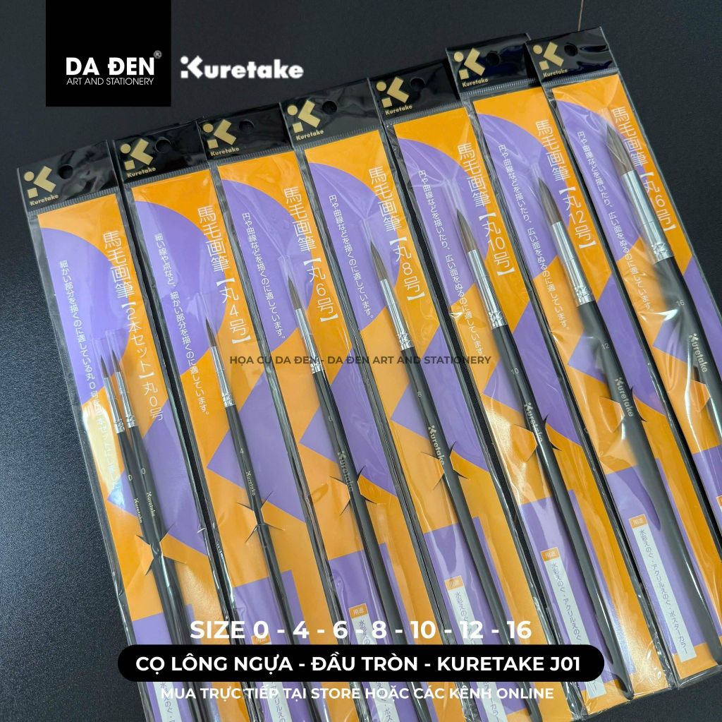 [DA ĐEN] Cọ Lông Ngựa Đầu Tròn Kuretake J01