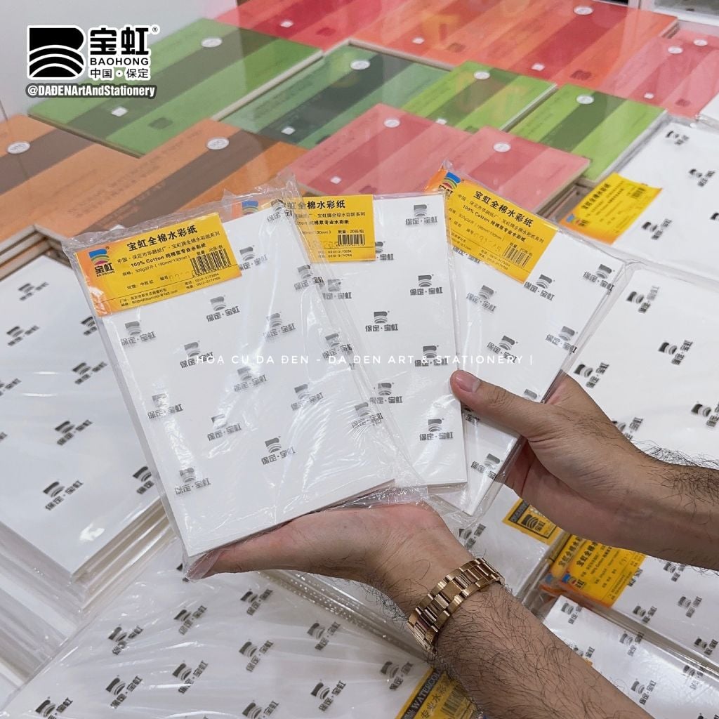 Giấy Màu Nước BaoHong 100% Cotton Túi 20 Tờ (Dòng Academy)
