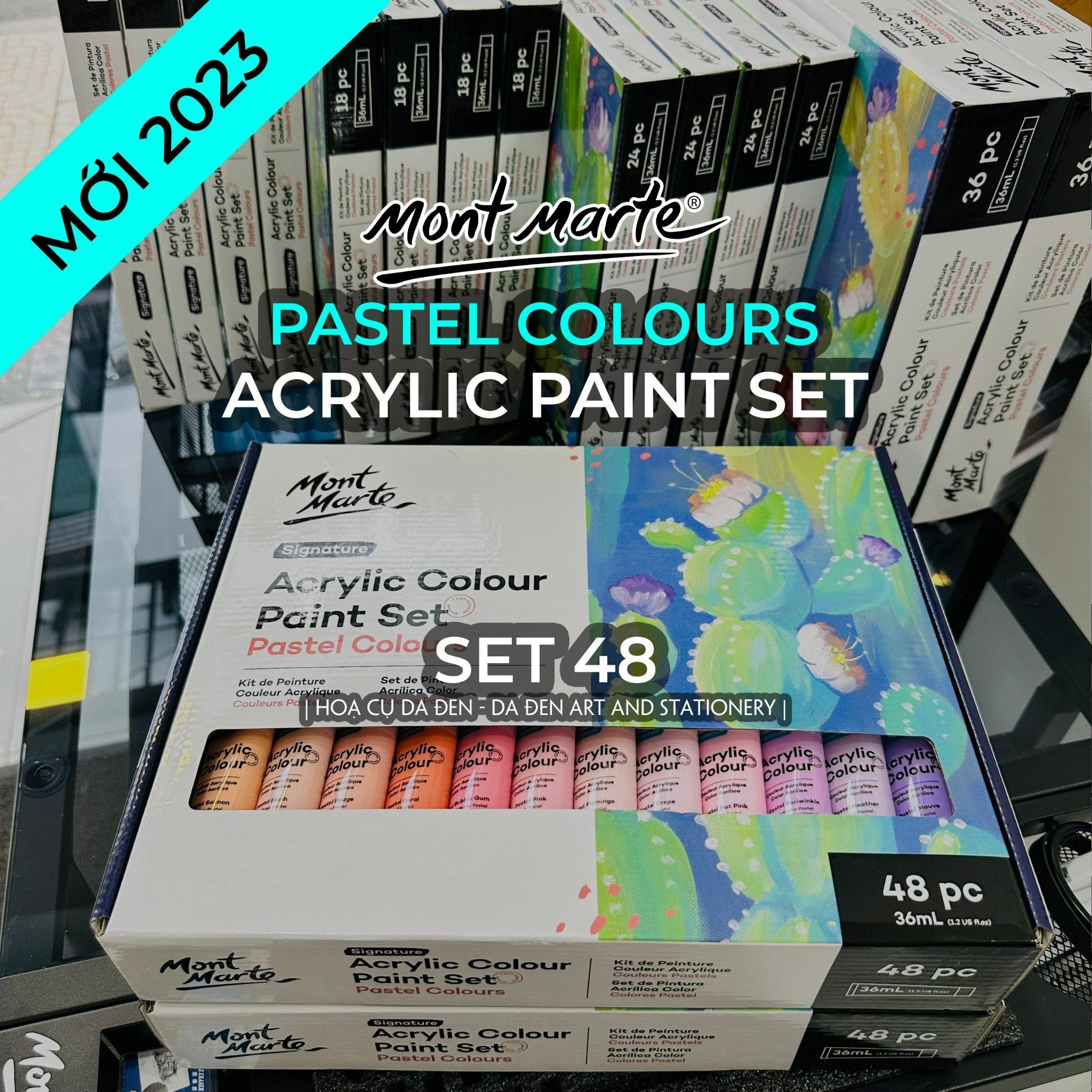 MONT MARTE Acrylic Colour Pastel Paint Set Signature 48pc x 36ml (1.2 US  fl.oz)