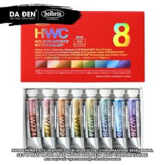 [DA ĐEN] Set 8 Màu Nước Holbein Nhũ Iridescent Chroma Pearl và CHROMASHINE 5ml