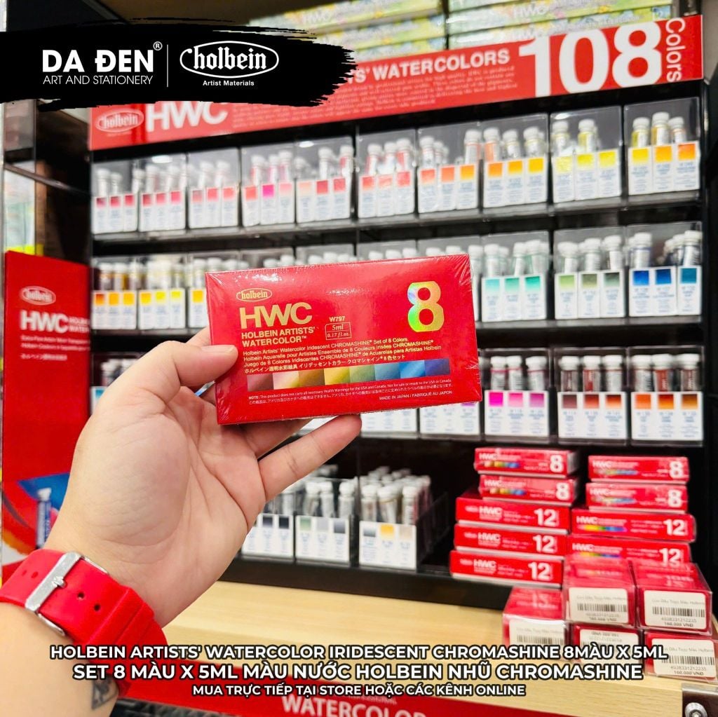 Bộ 8 Màu Nước Holbein Nhũ Iridescent Chroma Pearl và CHROMASHINE 5ml
