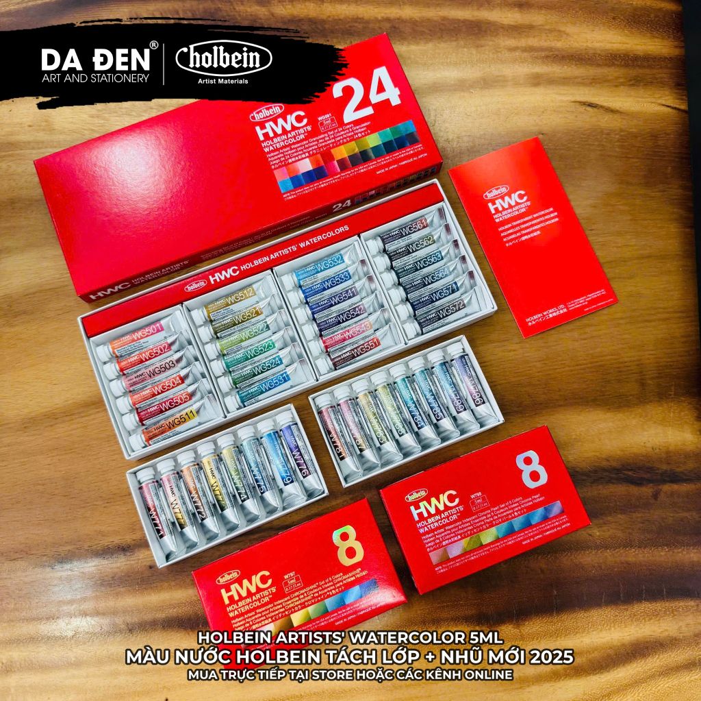 Bộ 24 Màu Nước Holbein Tách Lớp Granulating 5ml