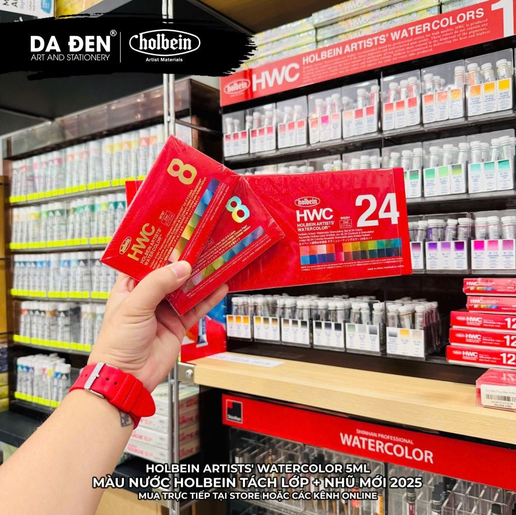 Bộ 24 Màu Nước Holbein Tách Lớp Granulating 5ml