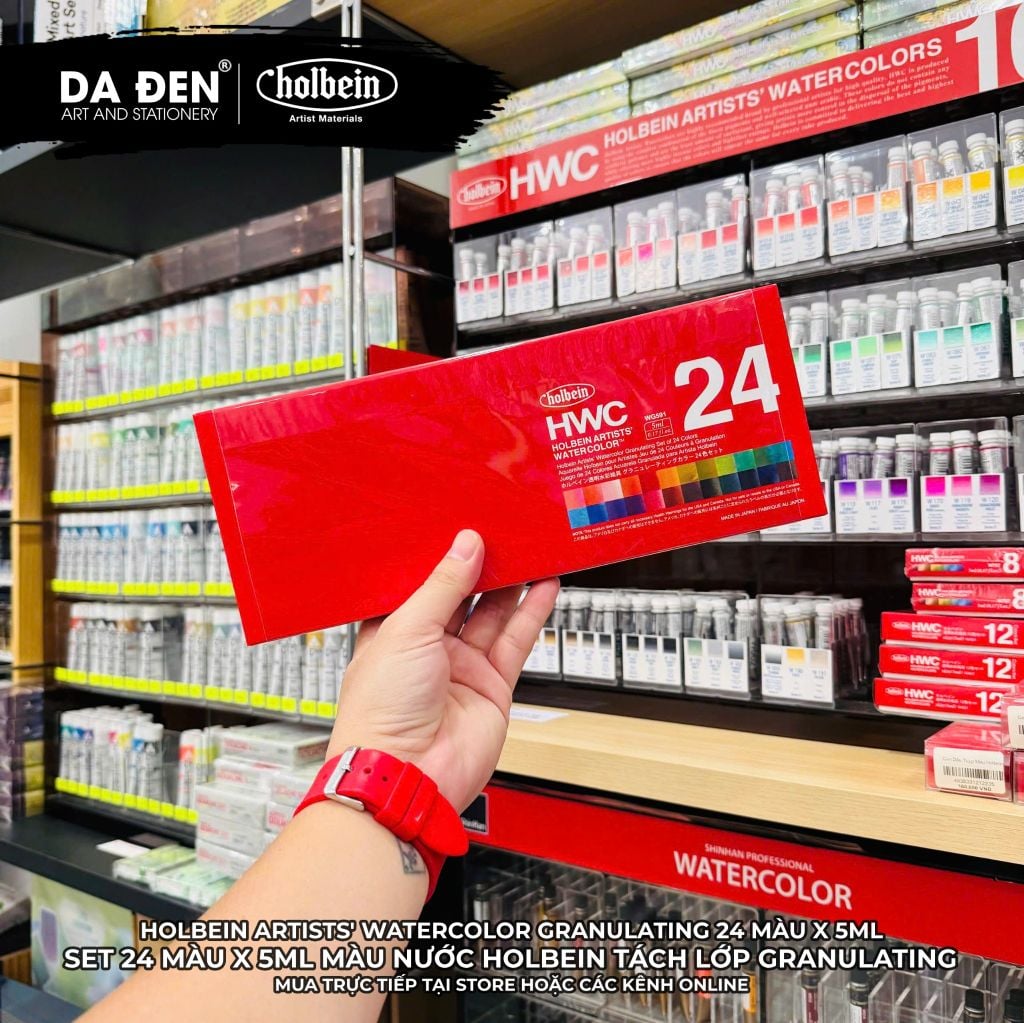 Bộ 24 Màu Nước Holbein Tách Lớp Granulating 5ml