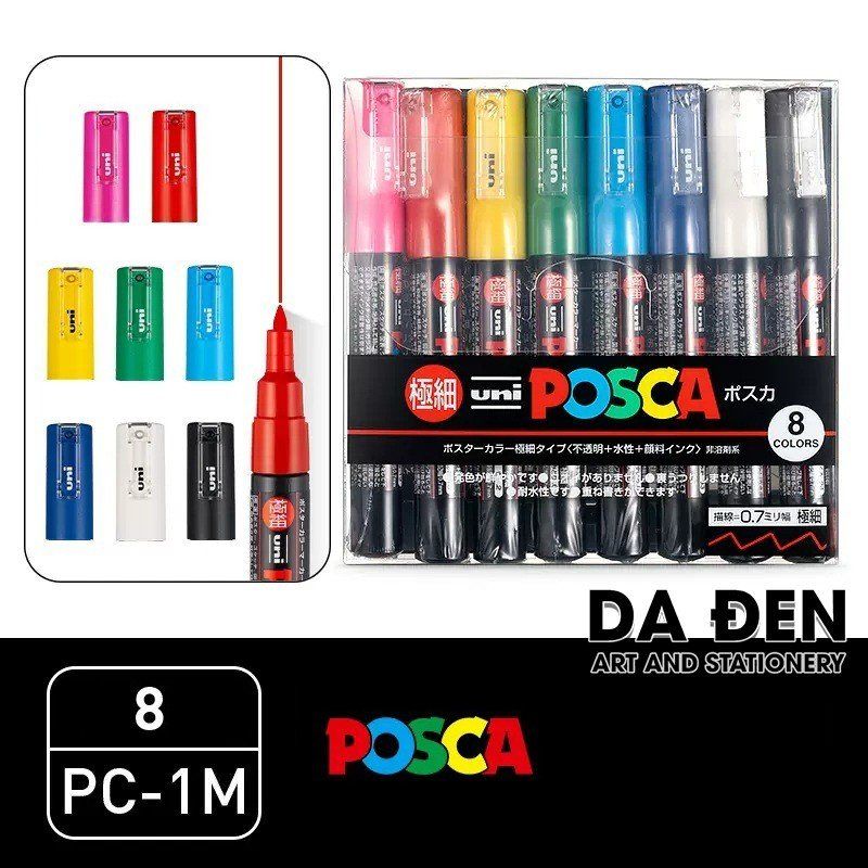 [DA ĐEN] Bộ Bút Vẽ Cao Cấp Uni Posca 1M 3M 5M