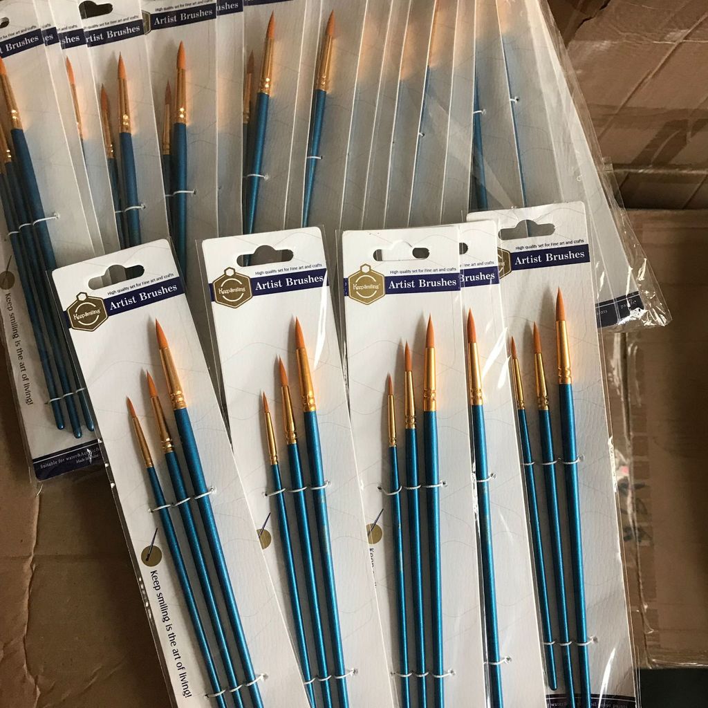 Bộ 3 Cọ Vẽ Keep Smilling Đầu Tròn Thân Xanh