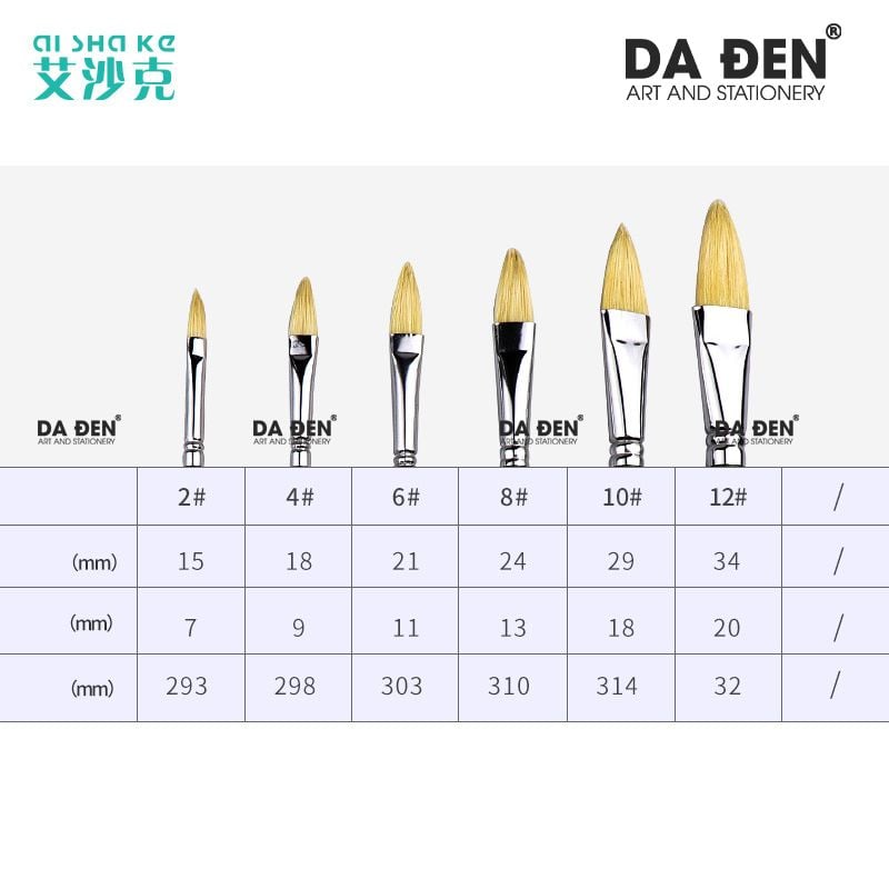 Cọ Sơn Dầu Oval Lông Heo Aishake (ZB-100002)
