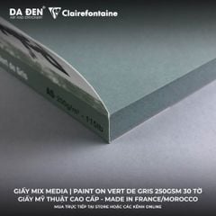 [DA ĐEN] Sổ Mix Media Clairefontaine Paint ON Vert de Gris 250gsm 30 Tờ