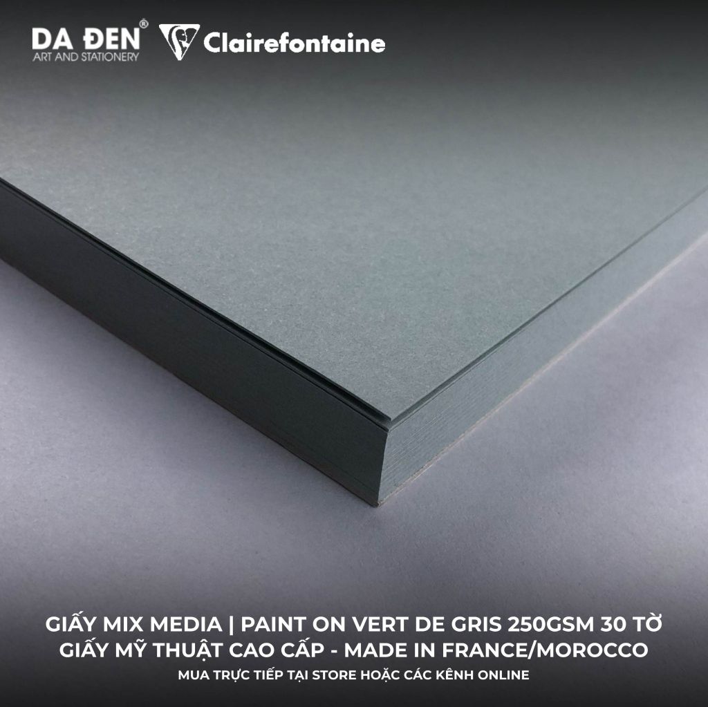 [DA ĐEN] Sổ Mix Media Clairefontaine Paint ON Vert de Gris 250gsm 30 Tờ