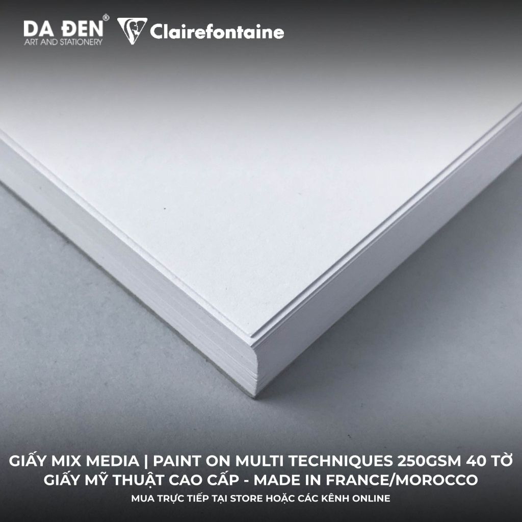 [DA ĐEN] Sổ Mix Media Clairefontaine Paint ON Multi Techniques 250gsm 40 Tờ