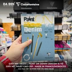 [DA ĐEN] Sổ Mix Media Clairefontaine Paint ON Denim 250gsm 15 Tờ