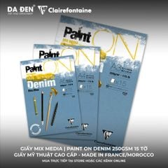 [DA ĐEN] Sổ Mix Media Clairefontaine Paint ON Denim 250gsm 15 Tờ