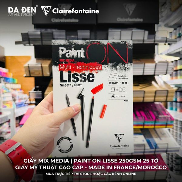[DA ĐEN] Sổ Mix Media Clairefontaine Paint ON Lisse 250gsm 25 Tờ