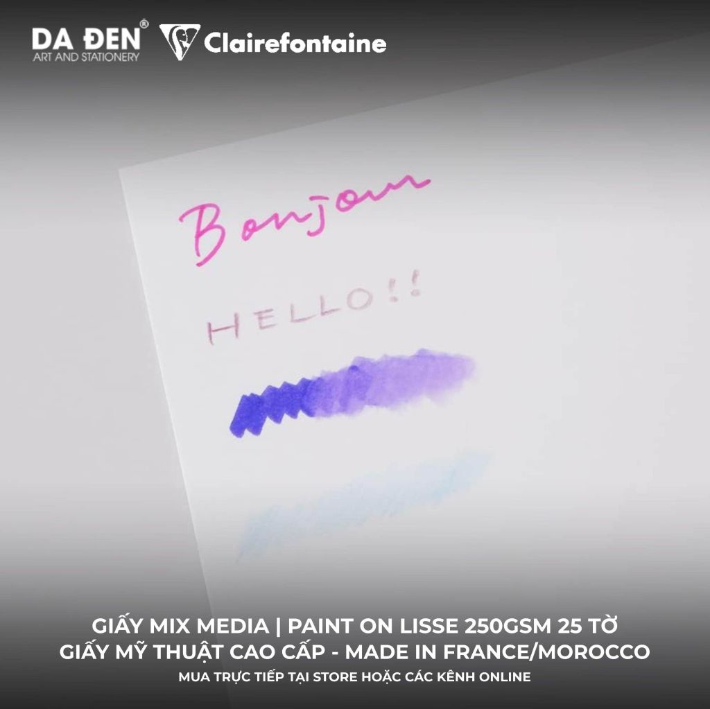 [DA ĐEN] Sổ Mix Media Clairefontaine Paint ON Lisse 250gsm 25 Tờ